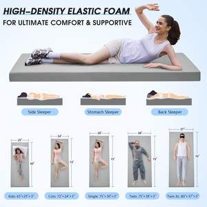 Materasso portatile in Memory-Up da 3 pollici per materassino da campeggio con fondo antiscivolo per camion da viaggio tenda culla per il letto degli ospiti - Product Image 2