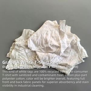 Trapos de Algodón Blanco de Punto Jersey para Trabajo Industrial, con Gran Absorción de Aceite, para Pintores y Talleres, Tipo Camiseta - Product Image 2