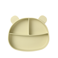 Assiette à ventouse pour bébé en silicone de qualité alimentaire, motif dessin animé, design moderne, écologique, avec compartiments, pour la diversification alimentaire des tout-petits (ODM/OEM)
