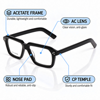 Lbashades 33326 Montures optiques rectangulaires rétro de qualité supérieure en acétate, logo personnalisé, lunettes pour femmes et hommes, blocage de la lumière bleue