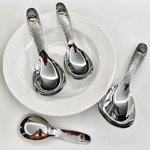 Louche à soupe en acier inoxydable 18-10, cuillère de service martelée pour nouilles, farine et desserts - Product Image 3