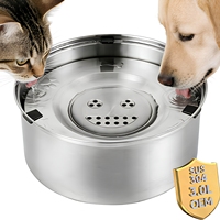 Mangkuk Minum Hewan Peliharaan Anti Tumpah dari Baja Tahan Karat dengan Pengisi Air Lambat Anti Cipratan, Dispenser Air Minum untuk Kucing dan Anjing, Grosir
