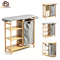 Estante Cesto de Ropa Sucia para Baño de Bambú con Tabla de Planchar y Estantes de Almacenamiento