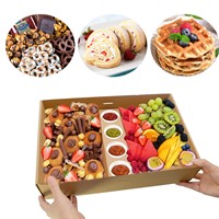 Boîte à goûter en papier kraft avec compartiments, écologique, pour desserts, fruits, biscuits, emballage pour boulangerie, pique-nique, à emporter
