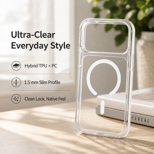 Funda Transparente Magnética Anti-Amarillamiento <span class=keywords><strong>de</strong></span> TPU+PC, Diseño Sencillo para 15 14 Pro Max, Resistente a Impactos, Compatible con Carga Inalámbrica - Product Image 2