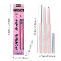 Vente en gros de crayons à yeux en gel VICOVI Private Label, 48 pièces/boîte, 2 couleurs (noir et marron), 2 mm, imperméables, longue durée, séchage rapide