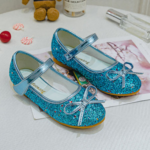 Chaussures de princesse pour filles, chaussures de danse à nœud papillon pour enfants, chaussures en cuir à paillettes, sandales d'été pour filles, CSH1203, printemps-automne - Product Image 5