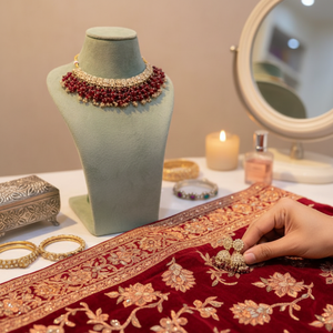 Gold Plated Fine Jewelry <b>Set</b> with Crystal Stone and <b>Beads</b> 10902309RD Necklace - Product Image 3