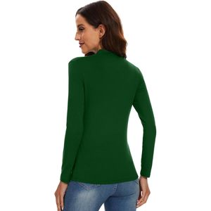 Vente en gros de chemisiers pour femmes à col roulé, manches longues, viscose de bambou, coupe ajustée, tailles S-XXL - Product Image 1