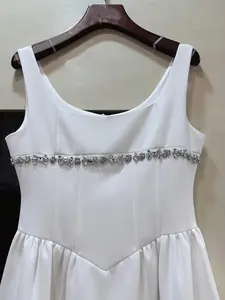 Créateur de mode femmes Sey Mini robe été sans manches taille haute luxe cristal diamants volants Club de vacances - Product Image 5