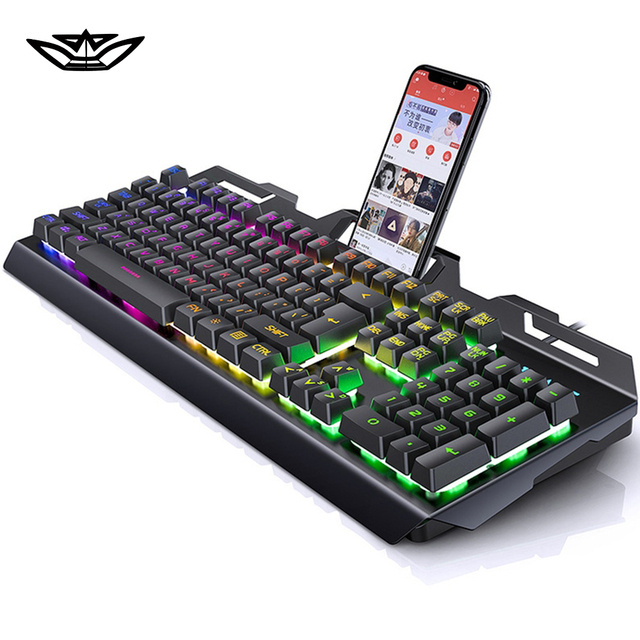 LVKIDRON Spot 104 Key Wired Mechanical Gaming Keyboard Anti-Ghosting Spill Resistant RGB Backlit Metal Panels Volume Waterproof