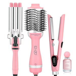 <span class=keywords><strong>ENZO</strong></span> EN-5611 Kit di Styling per Salone di Bellezza 4 in 1: Piastra per Capelli, Ferro Arricciacapelli a Tre Bacchette, Spazzola Asciugacapelli ad Aria Calda Tutto in Uno - Product Image 1
