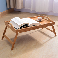 Bureau Portable Moderne et Réglable pour Ordinateur Portable en Bois de Bambou Naturel avec Plateau Unique, Fini Laqué, pour Salon, Plateau de Petit Déjeuner