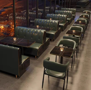 American Vintage Diner Booth Set-Chaises en bois massif et table résistante à la chaleur pour la cafétéria du personnel de l'hôtel/Service rapide - Product Image 2