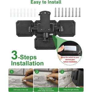 Lámpara de Pared LED con Sensor de Movimiento IP65, 333 LED, Lámpara Solar de Seguridad para Exteriores, Jardín, Camino, Alimentada por Panel Solar y Batería, de Plástico - Product Image 4