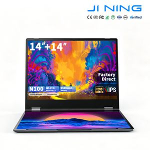 Vente flash - Ordinateur portable à double écran tactile FHD 14 pouces + 14 pouces N100 16 Go 512 Go SSD 2 en 1 pliable pour le bureau - 11 Hfbook14/n100-923 - Product Image 1