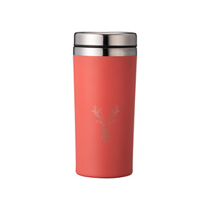 Stainless Steel Tumbler Orange Red 16oz Insulated Travel Cup With Deer Design - Product Image 1