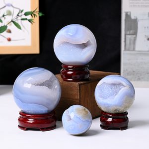 Whosale Price High Quality Natural Healing Stone Blue Lace Agate <b>Crystal</b> Sphere for Home Decoration - Product Image 1