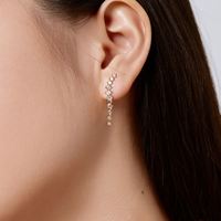 Dylam Bijoux de forme ovale Boucles d'oreilles en argent sterling S925 Chaîne à maillons en zircon cubique Plaqué or 18 carats Boucles d'oreilles pour femmes