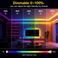 Bande LED COB RGB IC 576 LED/m 12V 10mm BERIXDEEP, couleur magique, sans points, intelligente, réglable, adressable, contrôle par application pour éclairage décoratif
