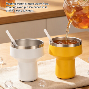 Bicchiere per Cocktail Margarita in Acciaio Inox 304, Bicchiere Alto con Isolamento Termico e Cannuccia per <span class=keywords><strong>Caffè</strong></span> e Bevande Fredde - Product Image 3