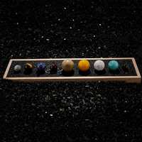 Ensemble de boules de cristal gemmes naturelles, système solaire de 10 pouces, 9 planètes, galaxie, univers, cristaux de guérison avec boîte en bois, cadeau créatif pour la maison
