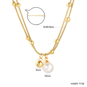 Collar con Colgante de Mariposa, Estrella, Luna, Corazón y Lazo Chapado en Oro con Circonita y Perla Simple, Joyería para Mujer para Regalo - Product Image 5