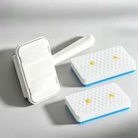 Éponge de nettoyage nano pour salle de bain, personnalisable en gros, avec long manche en plastique, brosse de nettoyage avec raclette, recharges d'éponges en mélamine remplaçables