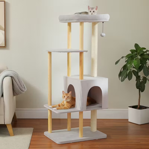 Árbol para Gatos de Madera Moderno y Grande, Ajustable en Altura, con Múltiples Niveles, <span class=keywords><strong>Casa</strong></span> para Gatos de Madera para Interiores - Product Image 1