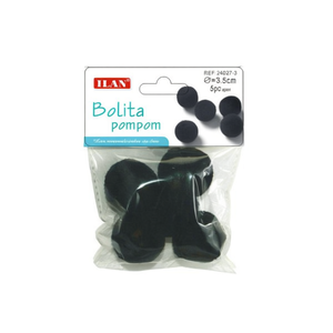 Pompon en laine noire Iln 3,5 cm pour décorations artisanales - Product Image 2