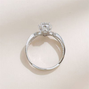 <span class=keywords><strong>Bague</strong></span> en diamant de laboratoire en forme de V croisée, plaqué or blanc 18 carats, design unique, de créateur, pour femme, haute joaillerie - Product Image 3