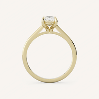 3CT Oval 4 Çatal Taşlı Sade Bant Laboratuvar Üretimi Elmas Nişan Yüzüğü 14K/18K Som Altın IGI Sertifikalı CVD/HPHT Özel Yapım