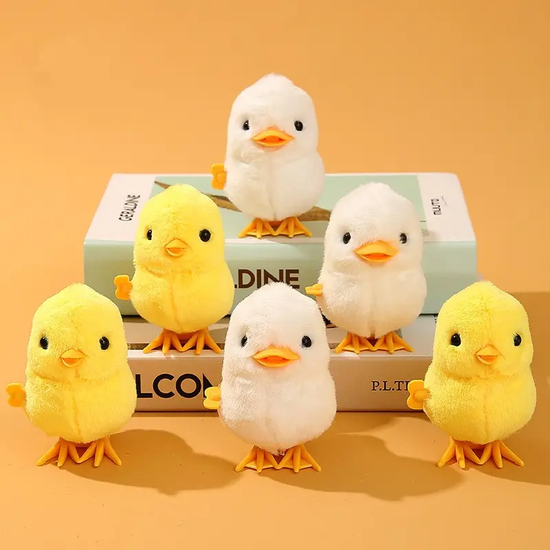 Creativo salto pollo simulazione orologio peluche anatra giocattolo interattivo Kawaii animale regalo di compleanno per bambini Puzzle divertente