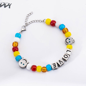 Pulsera de cuentas de moda, cristal colorido, cara sonriente, regalo unisex, joyería - Product Image 2