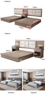 Wholesale Apartment <b>White</b> Modern Hotel <b>Wooden</b> <b>Double</b> <b>Bed</b> with Head Furniture Sets for Adults - Product Image 6
