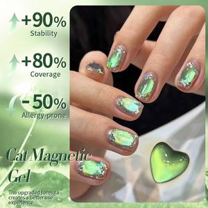 BORN RRETTY-Esmalte de uñas de gel magnético de ojo de gato con cuentas de cristal verde para verano, semipermanente, UV, 10ml - Product Image 3