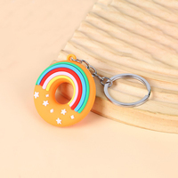 Nouveauté : Porte-clés PVC arc-en-ciel coloré, breloques 3D en forme de donuts, accessoires de sac, cadeau pour ami
