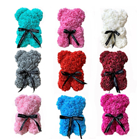 Vente directe d'usine : ours en rose artificielle de 25 cm en mousse, cadeau pour la Saint-Valentin pour filles.