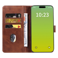 Étui portefeuille en cuir PU pour iPhone 15 Plus - Housse avec support, 3 emplacements pour cartes, fermeture magnétique et coque antichoc