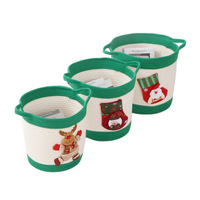 Panier de rangement de Noël en corde de coton fait main, seau organisateur pliable, corbeille à linge sale à motif de dessin animé