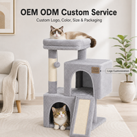 En gros Arbre à chat multi-niveaux moderne et esthétique avec double niches, échelle à gratter en sisal et peluche pour salon