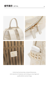 <span class=keywords><strong>Sac</strong></span> à <span class=keywords><strong>dos</strong></span> tendance de petite taille pour <span class=keywords><strong>femme</strong></span> en cuir PU monogrammé de haute qualité avec doublure en polyester et rivets découpés - Product Image 4