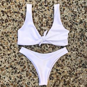 Traje de Baño de Dos Piezas de Color Sólido Ligero de Marca, Bikini Sexy de Talla Grande para Mujer - Product Image 2