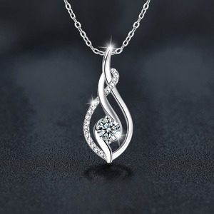 Romantic Women's 0.5ct Moissanite Pendant <strong>Necklace</strong> 925 Sterling Silver with for <strong>Pandora</strong> Twist From the Collection - Product Image 1