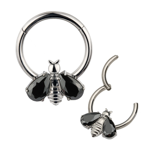 Nueva venta al por mayor de titanio GZN Bee Segment Rings Asscher Cut Nose Lip Clicker Piercing Jewelry ASTM F136 compatible con niños - Product Image 3