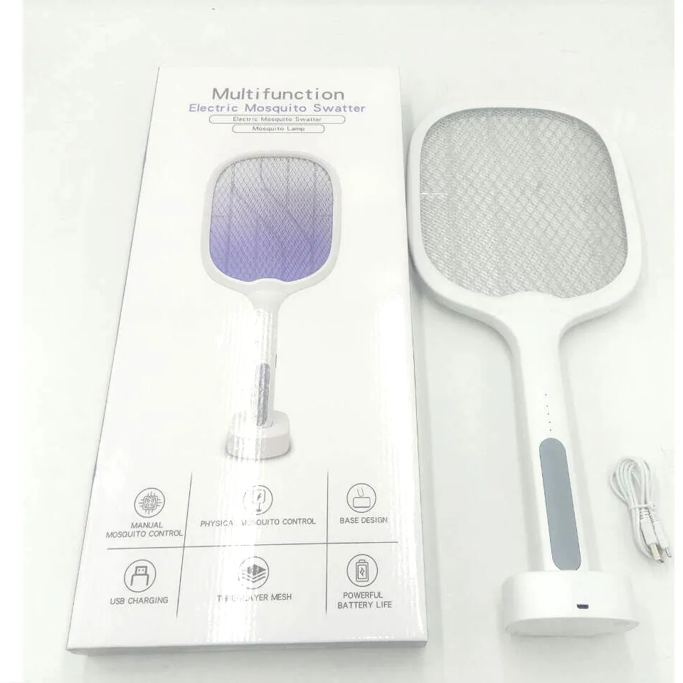 Electric Mosquito Swatter Racket Rechargeable USB Mosquito LED Lamp Mosquito Killer for Indoor