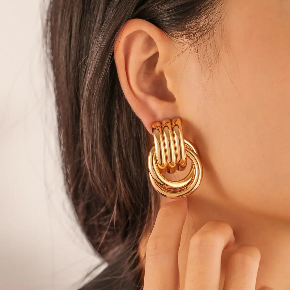 Yingtong orecchini a cerchio in oro grosso per le donne orecchini a cerchio con dichiarazione intrecciata 2023 gioielli