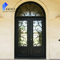 Porte d'entrée en fer forgé de haute qualité avec verre isolant insonorisé, rupture de pont thermique et dimensions personnalisées pour maison