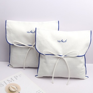 <span class=keywords><strong>Pochette</strong></span> enveloppe en sergé de coton blanc écologique, sac à main, sac de rangement anti-poussière, <span class=keywords><strong>pochette</strong></span> de luxe en coton à rabat - Product Image 1