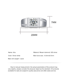 Anello da Uomo Zanlong 12865 <span class=keywords><strong>in</strong></span> <span class=keywords><strong>Argento</strong></span> 925 con Moissanite da 1ct e Diamante VVS di Alta Qualità, Offerta Speciale a Tempo Limitato - Product Image 5